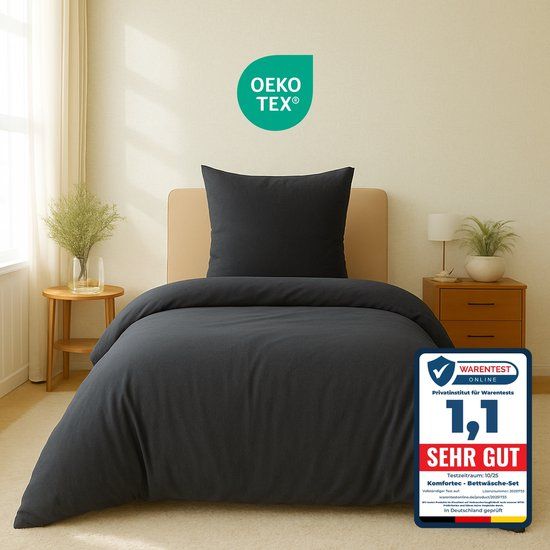 Komfortec Premium Dekbedovertrek 155x220 cm + 2x Kussensloop 80x80 cm - Geborsteld 100% Polyester Microvezel - Antracietgrijs
