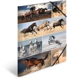 HERMA A3 Paardenmapset, 3-delig, kinderhoekmap van karton met dierenmotief, elastiek, binnenflappen en binnenopdruk voor jongens en meisjes