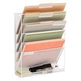 Mind Reader Mesh 4 Pocket Verticale Bureauorganizer, Wandmontage Kranten- en Tijdschriftenrek voor Badkamer, Kantoor, Entree, Wit, Metaal, 12,75 (L) x 4,25 (B) x 16 (H) inch
