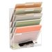 Mind Reader Mesh 4 Pocket Verticale Bureauorganizer, Wandmontage Kranten- en Tijdschriftenrek voor Badkamer, Kantoor, Entree, Wit, Metaal, 12,75 (L) x 4,25 (B) x 16 (H) inch
