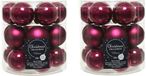 Decoris Petites boules de Noël - 36x pc - framboise rose - D4 cm - verre - décoration de Noël