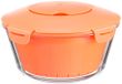 PASABAHCE 4995806 rijstkoker magnetron Zest van glas met mand van kunststof en deksel van antislip materiaal, orange, 2,2 l