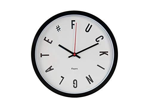 Fisura Grote wandklok "Fucking Late", 30 cm, analoog (wit)