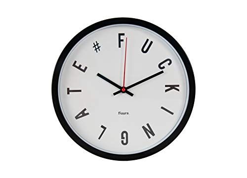 Fisura Grote wandklok "Fucking Late" - 30 cm - analoog (wit)