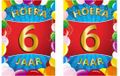 Bellatio Decorations Verjaardag deurposter - 2x - 6 jaar - multi - 59 x 84 cm - feestartikelen