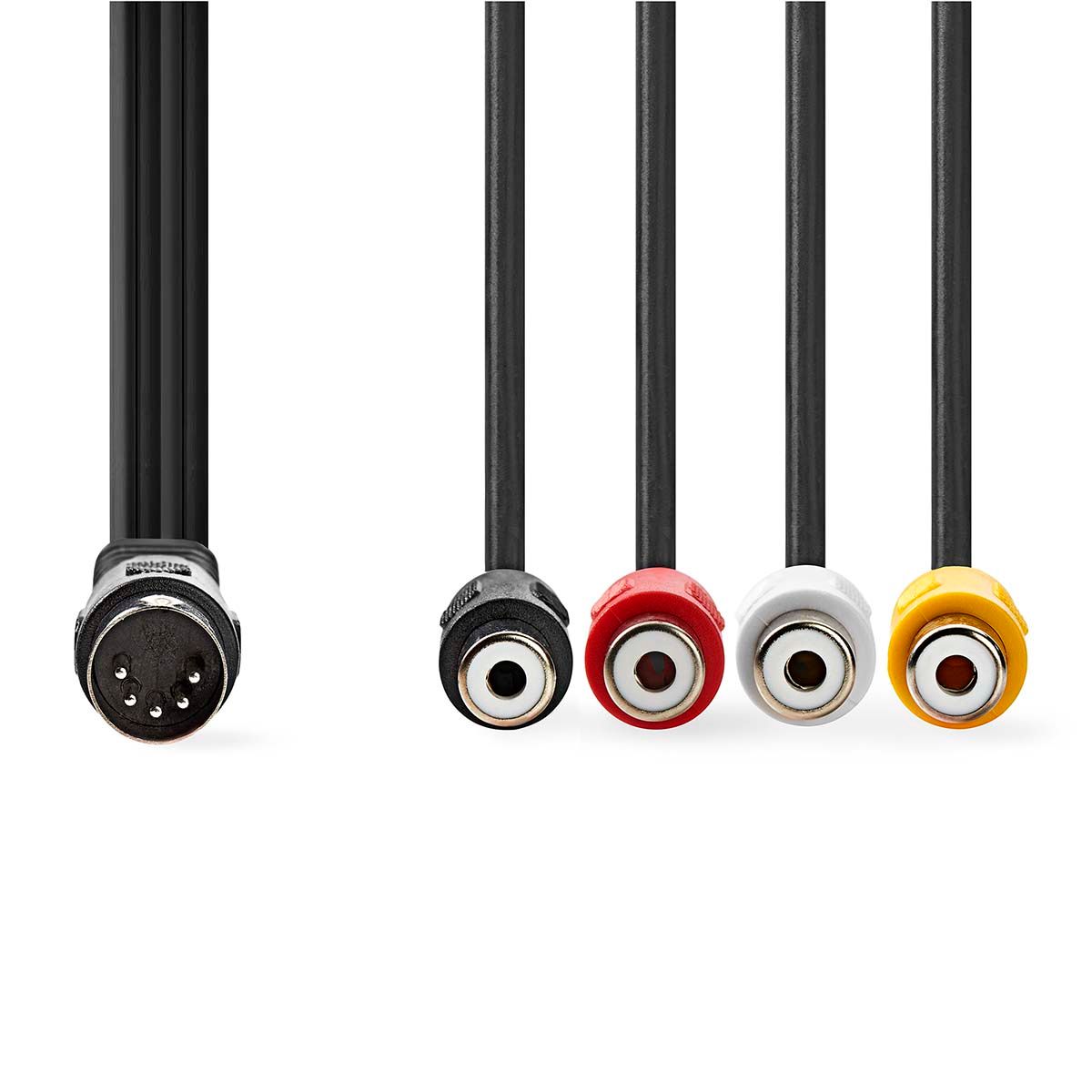 Nedis CAGL20450BK02 audio kabel 0,2 m DIN (5-pin) 4 x RCA Zwart