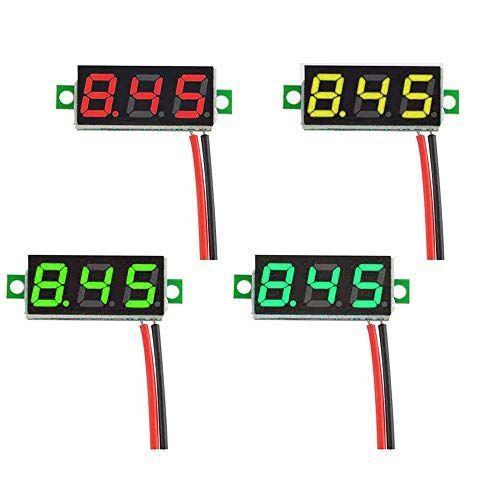 GTIWUNG Mini-voltmeter - 4 stuks - DC 0-100V - Digitale Voltmeter - 0,28 inch - 2-draads - LED - 4 kleuren