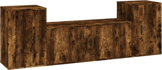 vidaXL 3-delige TV-meubelset bewerkt hout gerookt eikenkleurig