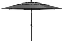 vidaXL Parasol 3-laags met aluminium paal 3,5 m antracietkleurig