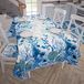 PETTI Artigiani Italiani - Tafelkleed Vlekbestendig Rechthoekig 140x360 cm 18 Personen, Afwasbaar Keukentafelkleed van Microvezel, Design Koraal Blauw, 100% Made in Italy