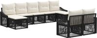 vidaXL Tuinbank - Set - 9 zitplekken - Zwart - Polyrattan