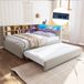 HAUSS SPOLE Canapé-lit 140x200 cm - Lit gigogne 90x190 cm, LED et points de recharge - Rangement - Sans matelas - Gris clair