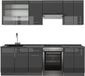 Vicco Fame-Line Unité de cuisine complète – 240 cm, WB Anthracite Anthracite Laqué brillant