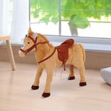 OEM HOMCOM Houten paard, pluche paard, speelpaard, kinderpaard met geluid, zit hoogte 48 cm