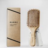 Banbu Brosse à cheveux en bambou - Carré - Design ergonomique - Entretien écologique des cheveux - Biodégradable