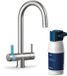 BRITA Robinet de cuisine rond en acier inoxydable avec système à 3 voies et filtration P1000 intégrée Argent