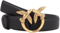 PINKO Leren Riem Love Berry H3 Belt W100 Black - Antique Gold Zwart