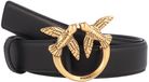 PINKO Leren Riem Love Berry H3 Belt W100 Black - Antique Gold Zwart