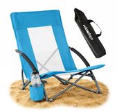 Merkloos Relaxdays Strandstoel - blauw - opvouwbaar - met draagriem