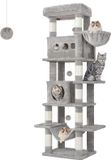 Merkloos / Sans marque Famanu Ruime kattentoren van 170 cm hoog met meerdere niveaus en speelruimte voor grote katten