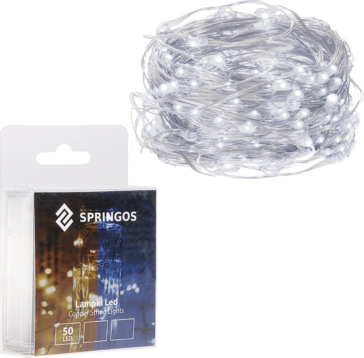 springos Kerstverlichting | 4.9 m | Batterij | 50 LED | Koel Wit