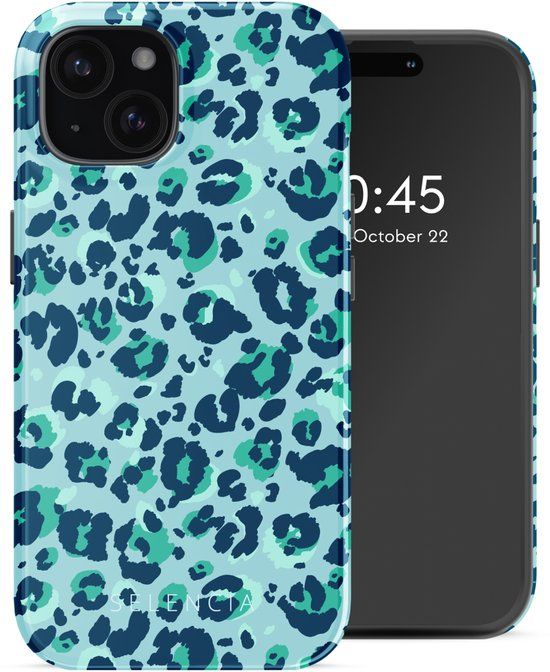 Selencia Hoesje - Geschikt voor Apple iPhone 15 - Backcover geschikt voor MagSafe - Wild Spots Light Blue