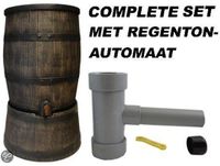 ROTO Regentonset 120L old wood look bruin incl. voet + vulautomaat