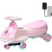 Voiture électrique enfant 12v avec roue illuminée colorée, 2 en 1 voiture twistcar, volant à 360°, pédale électrique, 2 vitesse max 5km/h, led, musique (rose)