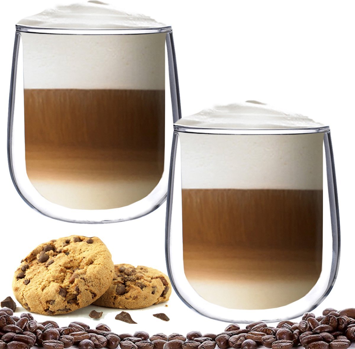 Altom Design Luxe Dubbelwandige Koffieglazen - Dubbelwandige Theeglazen - Cappuccino Glazen - 250 ML - Set Van 2