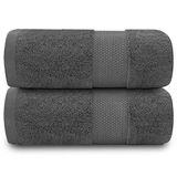 GC GAVENO CAVAILIA Extra grote badhanddoek, 700 g/m², hotelkwaliteit, Egyptisch katoen, extra grote handdoeken, 100 x 180 cm, extra zachte badhanddoek, antraciet, 2-delig
