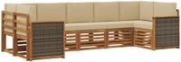 vidaXL - Hoek loungeset - 7 zitplekken - Massief Acacia Hout en Polyester - Natuurlijk en beige