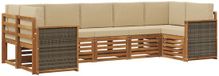 vidaXL - Hoek loungeset - 7 zitplekken - Massief Acacia Hout en Polyester - Natuurlijk en beige