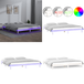 [Brand] Cadre de lit à LED sans matelas blanc 150x200 cm bois massif - lumière LED - cadre de lit avec lumière