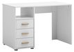 Bureau mat blanc avec 3 tiroirs, 109x58x74 cm