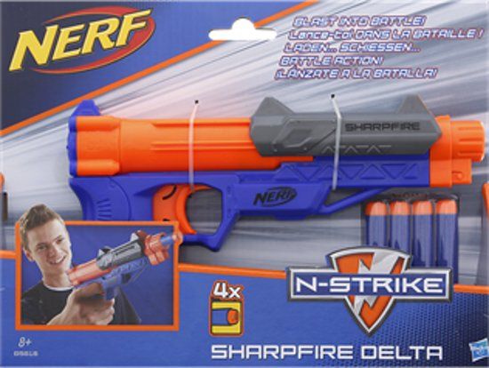 NERF N-Strike SharpFire Delta Blaster blauw, oranje