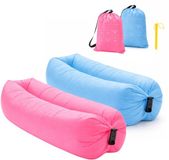 Vivva - 2 Stuks - Opblaasbare Sofa - Comfortabele Luchtbank 180x65 cm - Inclusief Draagtas - Draagbare Loungebank voor Camping, Strand & Tuin - Blauw en Roze