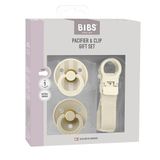 BIBS Colour & Clip Geschenkset Klassieke speen Rond Latex Ivoor