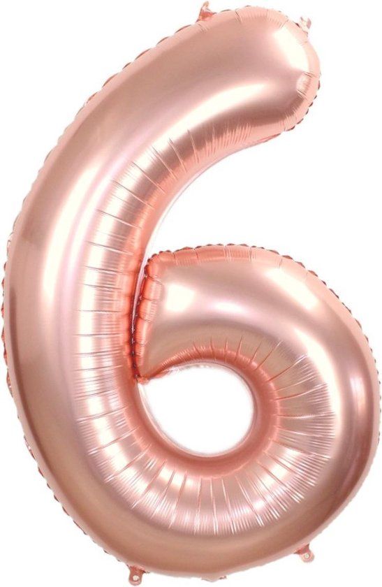 Folie Ballon Cijfer 6 Rosé Goud 36cm - Verjaardag