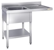 GOLDINOX RVS spoelbak voor vaatwasser, 1 bak, 1200x700 mm, met afvoerbak aan de rechterkant, PREMIUM