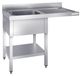GOLDINOX RVS spoelbak voor vaatwasser, 1 bak, 1400x600 mm, met afvoerbak aan de rechterkant, PREMIUM