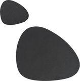 Zeller Placemats en onderzetters lederlook - set 6x - zwart - 34 x 42 cm