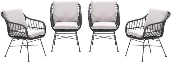 Garden Impressions Margriet tuinstoelen set van 4 zwart