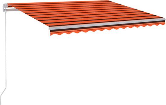 vidaXL Luifel handmatig uittrekbaar met LED 350x250 cm oranje en bruin