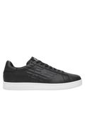 Emporio Armani Leather Lace-Up Sneakers with Rubber Sole - Black