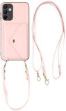Selected by GSMpunt.nl Hoes met Pasjeshouder en Koord Geschikt voor de Samsung Galaxy A57 | Wallet | Litchi Kunstleer en Stevig TPU | Roze