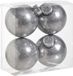 Cosy&Trendy Billiet - Vanlaere 4x stuks kunststof kerstballen met glitter afwerking zilver 8 cm