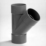 DYKA T-stuk 3x lijmmof 45° PVC keurmerk BRL52100 32 x 32mm