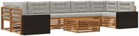 vidaXL Hoek loungeset 7 zitplaatsen Naturel en lichtgrijs Acacia hout