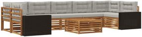 vidaXL Hoek loungeset 7 zitplaatsen Naturel en lichtgrijs Acacia hout