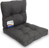 Beautissu Set Outdoor Lounge Kussens Buiten – Zitkussen 60x60 cm & Rugkussen 60x40 cm – Vuil- en Waterafstotend Loungekussen voor Tuinmeubelen en Rotan Antraciet – BeauFlair